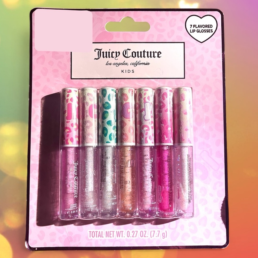 Juicy Couture Kids Lip Oil Gloss Set 7x Mineral Oil Birthday Gift Set NEW NIP